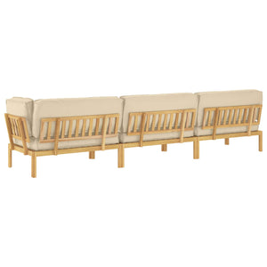 Sofa Set Beige Akazie 4-teilig