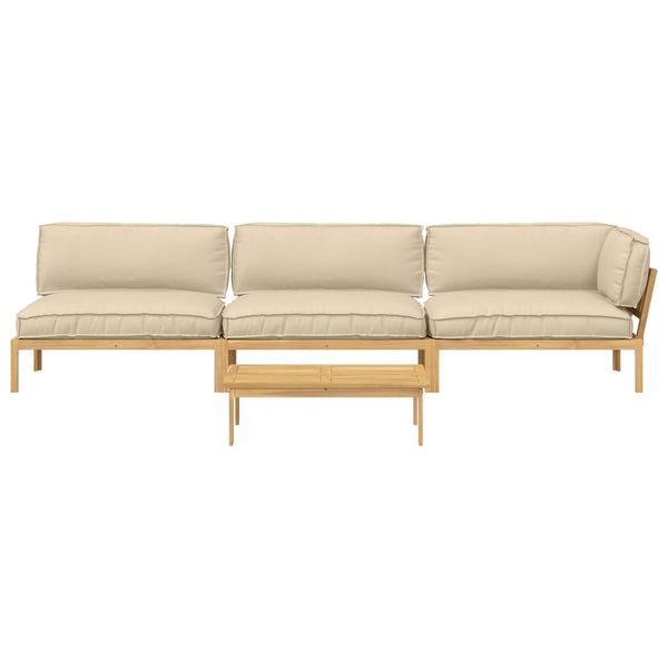 Sofa Set Beige Akazie 4-teilig