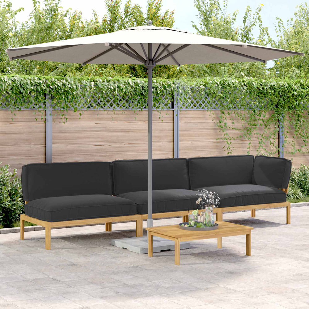 Schwarzes Sofa-Set mit Kissen, 4-teilig