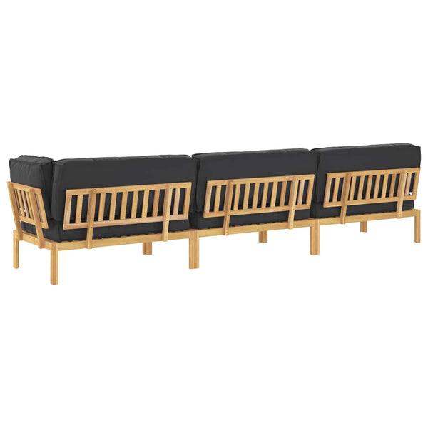 Schwarzes Sofa-Set mit Kissen, 4-teilig