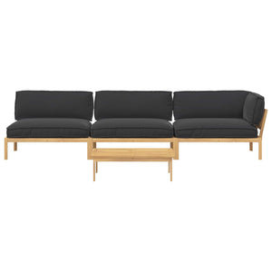 Schwarzes Sofa-Set mit Kissen, 4-teilig