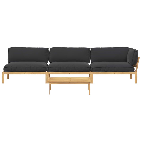 Schwarzes Sofa-Set mit Kissen, 4-teilig