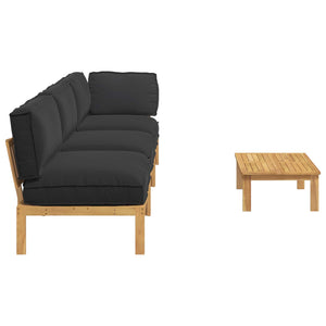 Schwarzes Sofa-Set mit Kissen, 4-teilig