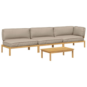 Sofa Set Taupe 4-teilig Akazie Massivholz