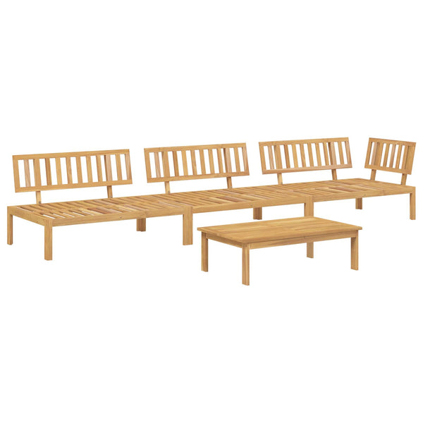 Sofa Set Taupe 4-teilig Akazie Massivholz