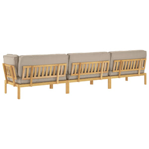 Sofa Set Taupe 4-teilig Akazie Massivholz