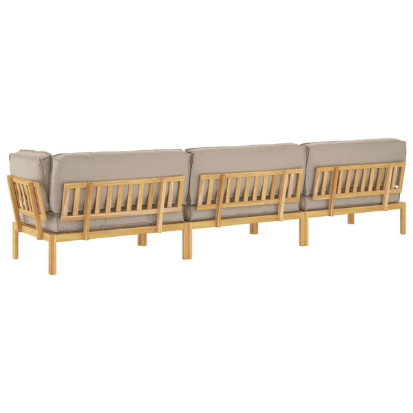 Sofa Set Taupe 4-teilig Akazie Massivholz