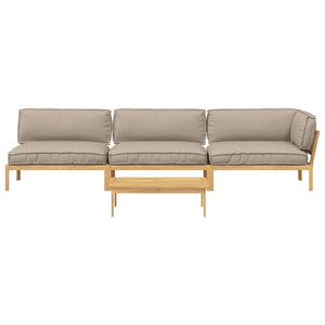 Sofa Set Taupe 4-teilig Akazie Massivholz