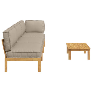 Sofa Set Taupe 4-teilig Akazie Massivholz