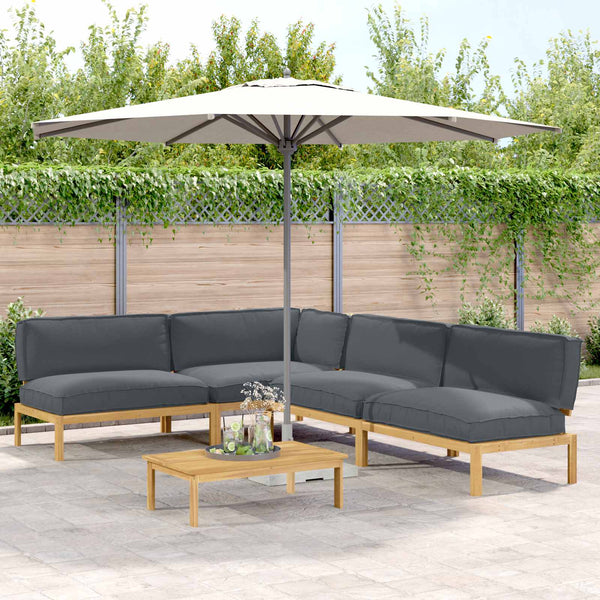 Akazie Sofa Set Anthrazit 5-teilig