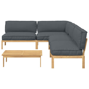 Akazie Sofa Set Anthrazit 5-teilig