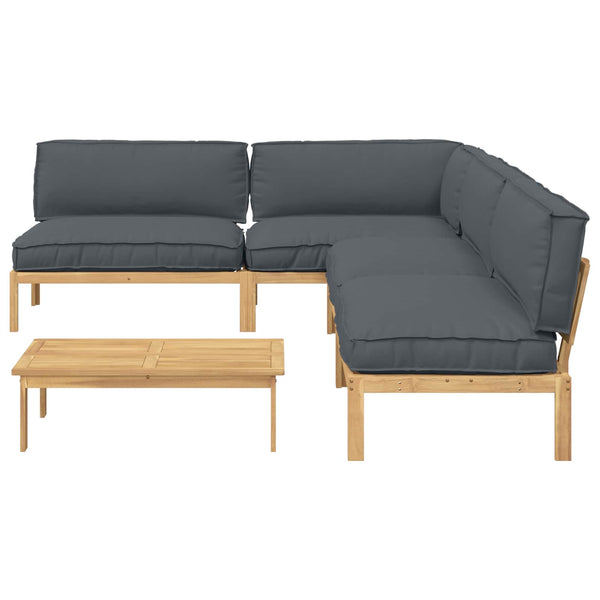 Akazie Sofa Set Anthrazit 5-teilig
