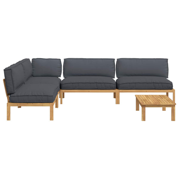 Akazie Sofa Set Anthrazit 5-teilig