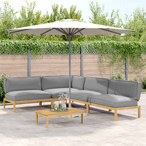 Graues 5-teiliges Akazienholz Sofa Set mit Kissen