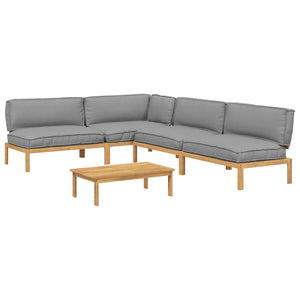Graues 5-teiliges Akazienholz Sofa Set mit Kissen