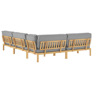 Graues 5-teiliges Akazienholz Sofa Set mit Kissen