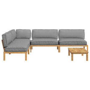 Graues 5-teiliges Akazienholz Sofa Set mit Kissen