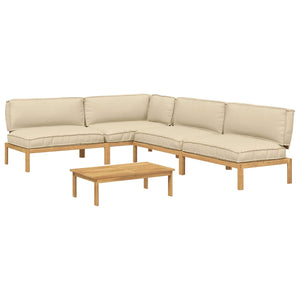 Beige Akazie Sofa Set mit Kissen, 5-teilig