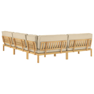 Beige Akazie Sofa Set mit Kissen, 5-teilig