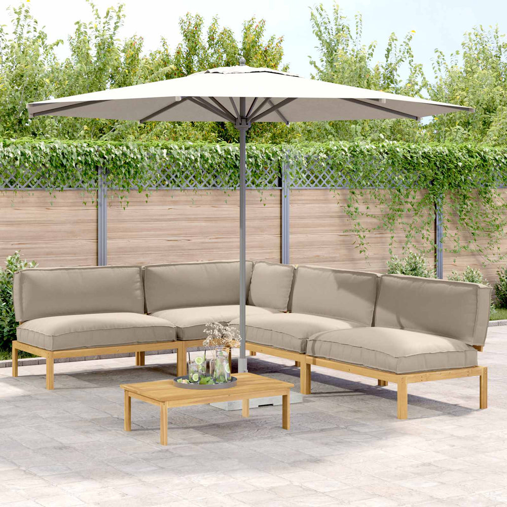Sofa Set Taupe Massivholz Akazie 5-teilig