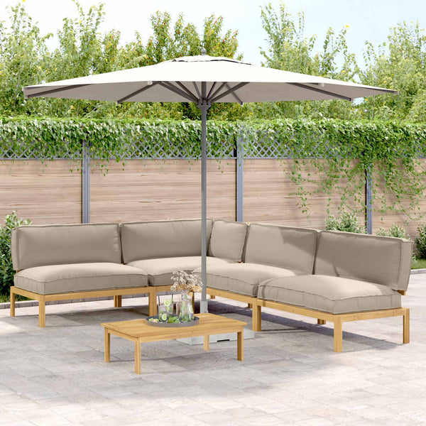 Sofa Set Taupe Massivholz Akazie 5-teilig