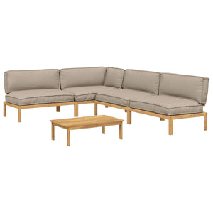 Sofa Set Taupe Massivholz Akazie 5-teilig