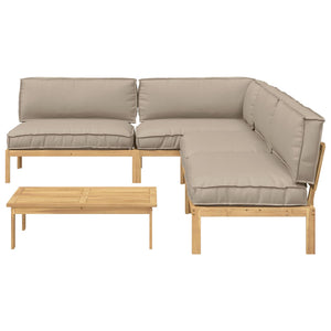 Sofa Set Taupe Massivholz Akazie 5-teilig