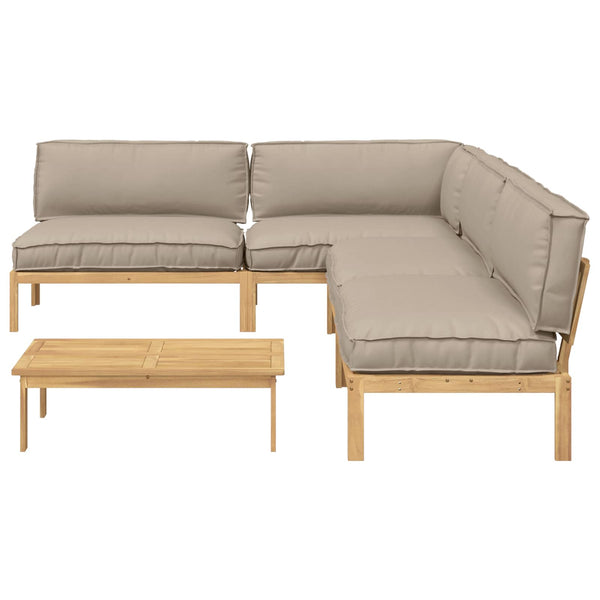 Sofa Set Taupe Massivholz Akazie 5-teilig