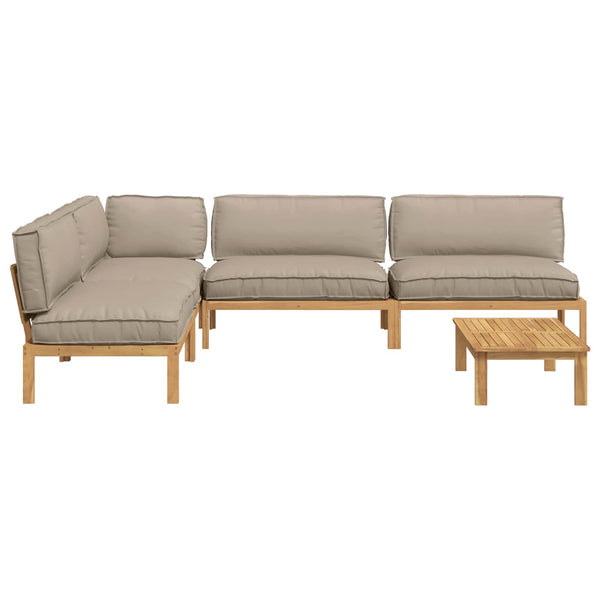 Sofa Set Taupe Massivholz Akazie 5-teilig