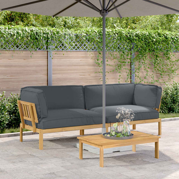 Akazie Sofa Set Anthrazit mit Kissen