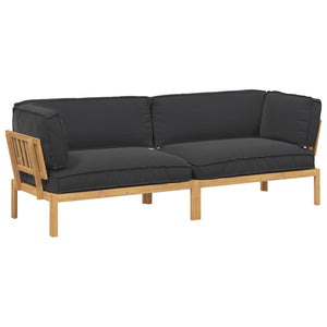 Schwarzes Akazienholz Sofa Set mit Kissen, 2-teilig