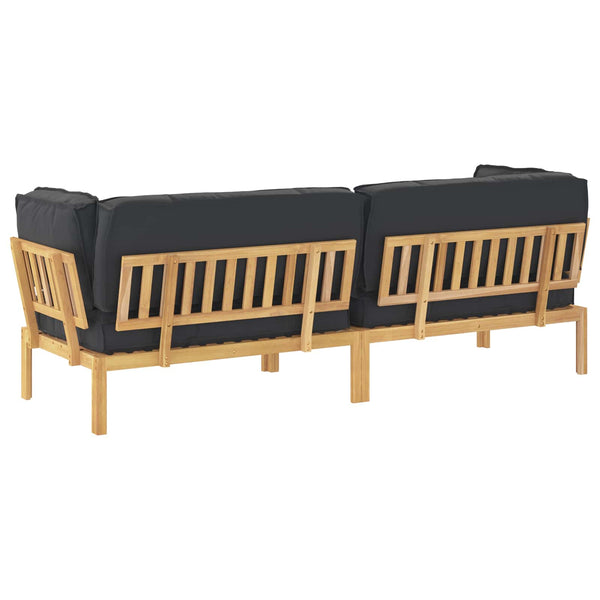 Schwarzes Akazienholz Sofa Set mit Kissen, 2-teilig