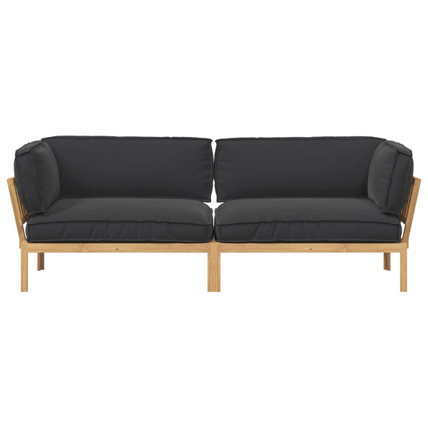 Schwarzes Akazienholz Sofa Set mit Kissen, 2-teilig