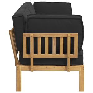 Schwarzes Akazienholz Sofa Set mit Kissen, 2-teilig