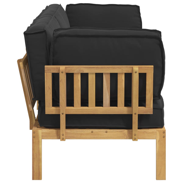 Schwarzes Akazienholz Sofa Set mit Kissen, 2-teilig