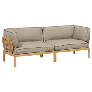 Akazienholz Sofa Set Taupe mit Kissen
