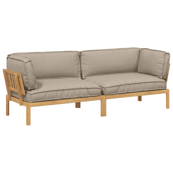 Akazienholz Sofa Set Taupe mit Kissen