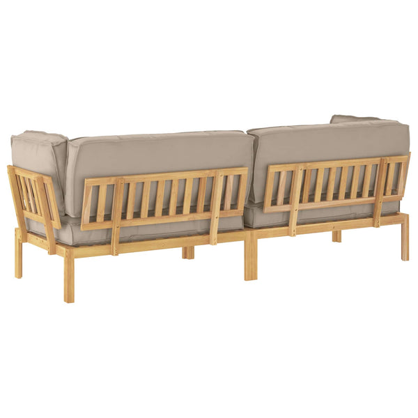 Akazienholz Sofa Set Taupe mit Kissen