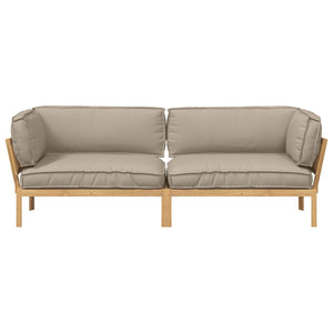 Akazienholz Sofa Set Taupe mit Kissen