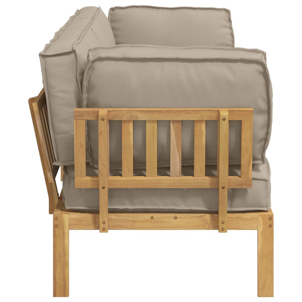 Akazienholz Sofa Set Taupe mit Kissen