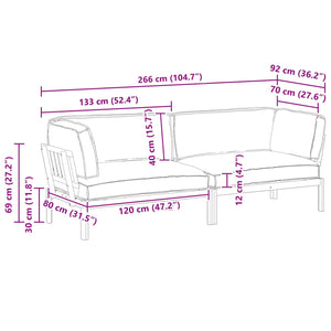 Akazienholz Sofa Set Taupe mit Kissen