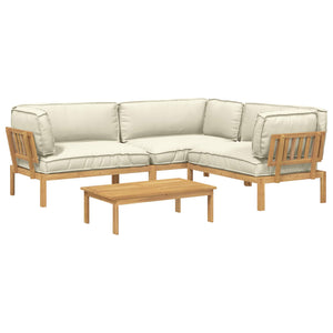 Sofa Set Creme mit Kissen 4-teilig Akazie