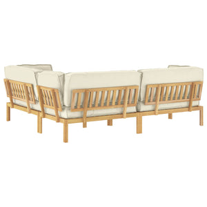 Sofa Set Creme mit Kissen 4-teilig Akazie