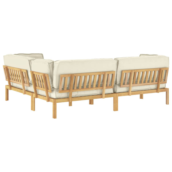 Sofa Set Creme mit Kissen 4-teilig Akazie