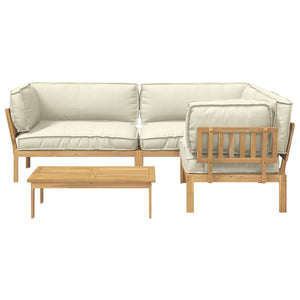 Sofa Set Creme mit Kissen 4-teilig Akazie