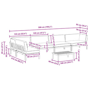 Anthrazit Sofa Set mit Kissen, 6-teilig