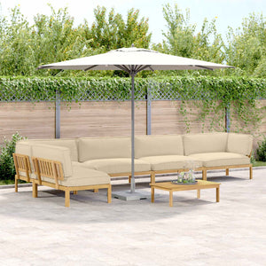 Sofa Set Beige Akazie 6-teilig