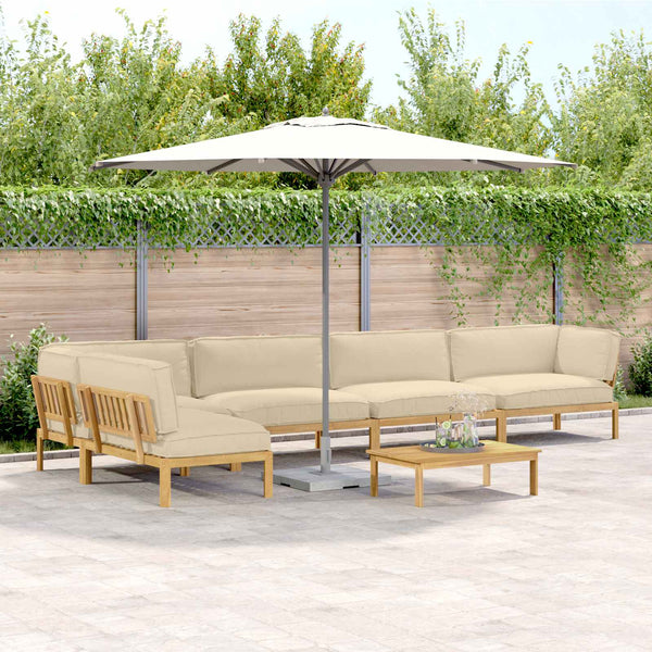 Sofa Set Beige Akazie 6-teilig