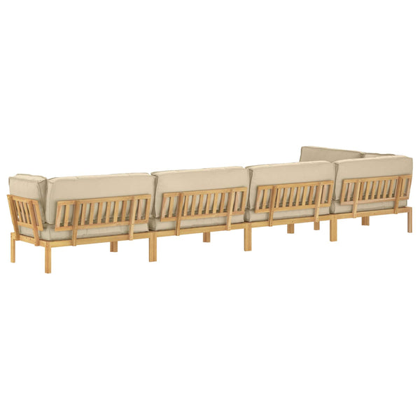 Sofa Set Beige Akazie 6-teilig