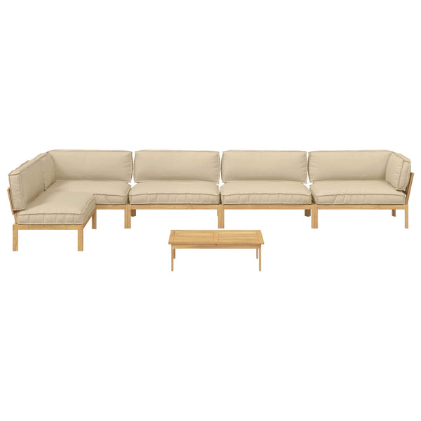Sofa Set Beige Akazie 6-teilig